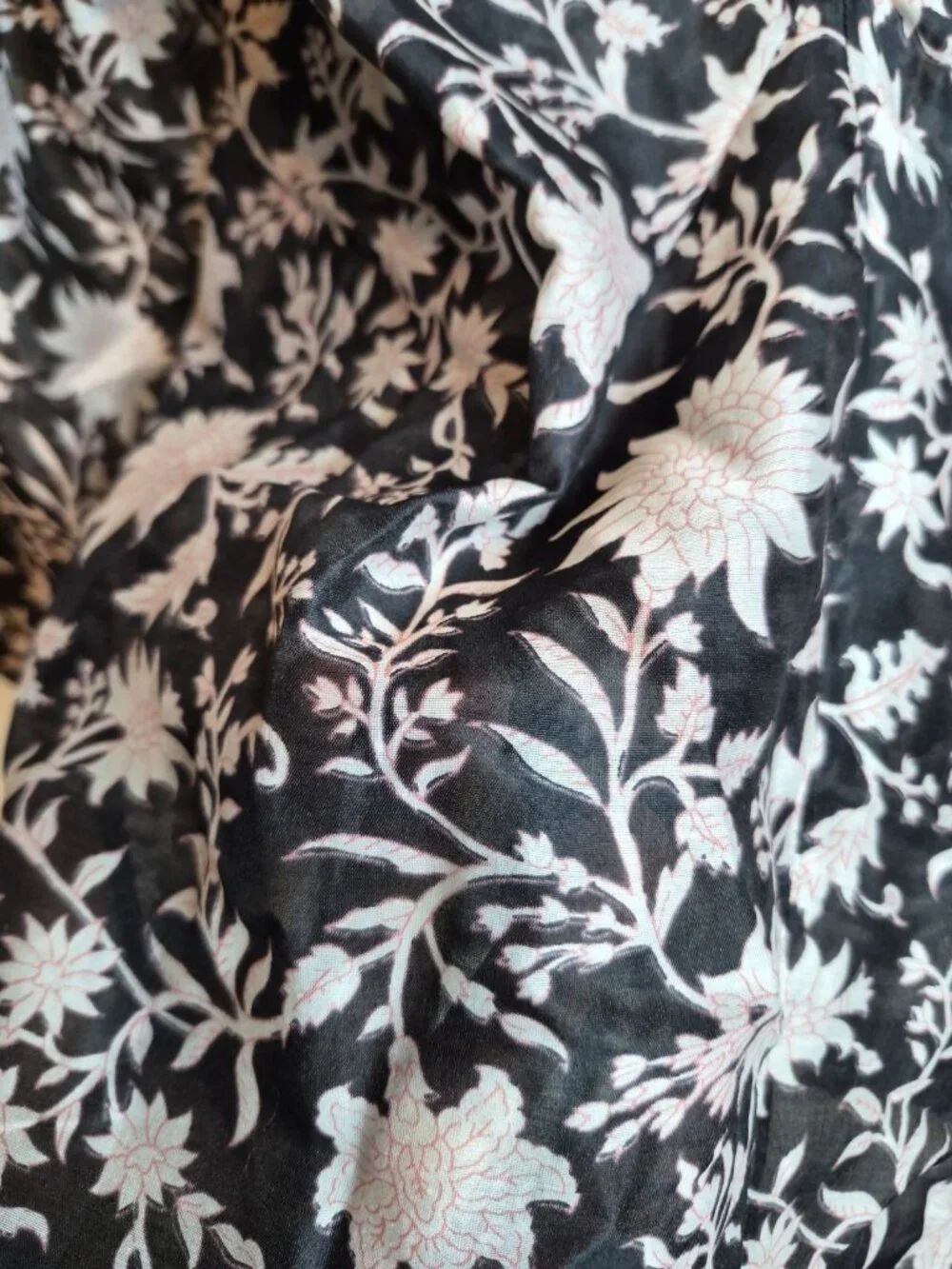Ulla Johnson Posey Floral Silk Cotton Puff Sleeve Blouse Top Black White Sz 4